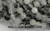 CRU01 15.5 inches 6mm faceted round black rutilated quartz beads