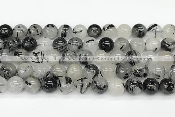 CRU1039 15 inches 10mm round black rutilated quartz beads