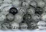 CRU1052 15 inches 6mm round black rutilated quartz beads