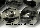 CRU1068 15 inches 12mm round black rutilated quartz beads