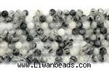 CRU1081 15.5 inches 6mm round black rutilated quartz gemstone beads