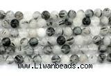 CRU1083 15.5 inches 10mm round black rutilated quartz gemstone beads