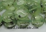 CRU110 15.5 inches 16mm flat round green rutilated quartz beads