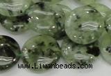 CRU111 15.5 inches 20mm flat round green rutilated quartz beads