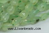 CRU127 15.5 inches 7*11mm faceted teardrop green rutilated quartz beads