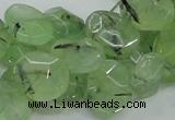 CRU130 15.5 inches 11*13mm faceted freeform green rutilated quartz beads