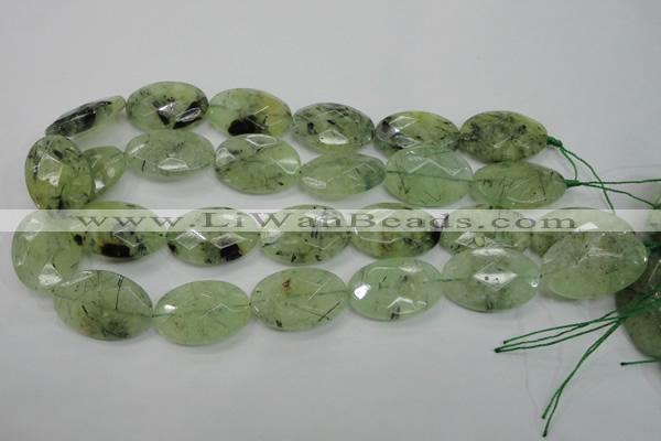 CRU140 15.5 inches 20*30mm faceted oval green rutilated quartz beads