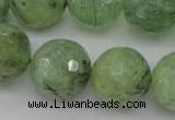 CRU159 15.5 inches 18mm faceted round green rutilated quartz beads