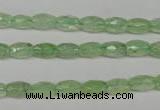 CRU165 15.5 inches 5*8mm faceted rice green rutilated quartz beads