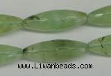 CRU167 15.5 inches 10*30mm faceted rice green rutilated quartz beads