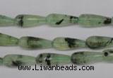 CRU172 15.5 inches 6*16mm faceted teardrop green rutilated quartz beads