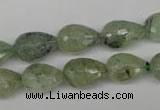 CRU173 15.5 inches 10*14mm faceted teardrop green rutilated quartz beads