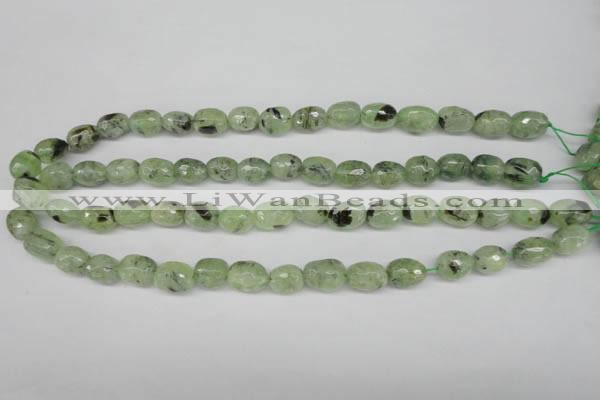 CRU178 8*10mm – 10*14mm faceted nuggets green rutilated quartz beads