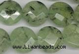 CRU185 15.5 inches 18mm faceted coin green rutilated quartz beads