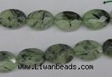 CRU188 15.5 inches 10*14mm faceted oval green rutilated quartz beads