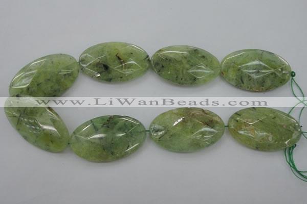 CRU192 15.5 inches 30*50mm faceted oval green rutilated quartz beads