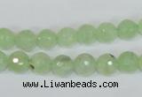 CRU201 15.5 inches 8mm faceted round green rutilated quartz beads