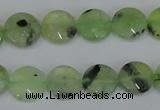 CRU210 15 inches 12mm faceted coin green rutilated quartz beads