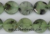 CRU211 15 inches 16mm faceted coin green rutilated quartz beads