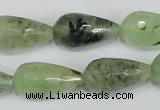 CRU215 15 inches 12*22mm faceted teardrop green rutilated quartz beads