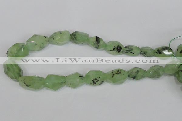 CRU217 12*20mm – 18*25 faceted nuggets green rutilated quartz beads