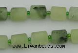 CRU231 15.5 inches 9*11mm tube matte green rutilated quartz beads