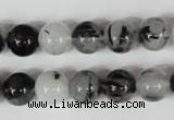 CRU304 15.5 inches 10mm round black rutilated quartz beads