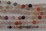 CRU400 15.5 inches 4mm faceted round Multicolor rutilated quartz beads