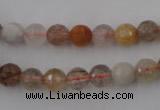 CRU402 15.5 inches 8mm faceted round Multicolor rutilated quartz beads