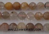 CRU403 15.5 inches 10mm faceted round Multicolor rutilated quartz beads