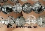 CRU532 15.5 inches 6mm round black rutilated quartz beads