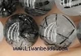 CRU540 15.5 inches 12mm round black rutilated quartz beads wholesale