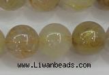 CRU555 15.5 inches 14mm round golden rutilated quartz beads