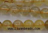 CRU602 15.5 inches 8mm round golden rutilated quartz beads