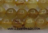 CRU603 15.5 inches 9mm round golden rutilated quartz beads