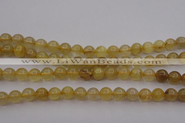 CRU603 15.5 inches 9mm round golden rutilated quartz beads