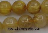 CRU606 15.5 inches 12mm round golden rutilated quartz beads