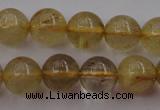 CRU612 15.5 inches 8mm round golden rutilated quartz beads