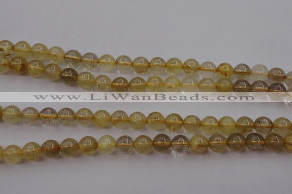 CRU612 15.5 inches 8mm round golden rutilated quartz beads