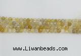 CRU667 15.5 inches 6mm faceted round golden rutilated quartz beads