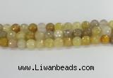 CRU669 15.5 inches 10mm faceted round golden rutilated quartz beads