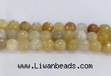 CRU671 15.5 inches 14mm faceted round golden rutilated quartz beads