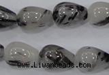 CRU70 15.5 inches 13*18mm teardrop black rutilated quartz beads