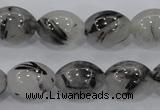 CRU72 15.5 inches 12*16mm rice black rutilated quartz beads wholesale