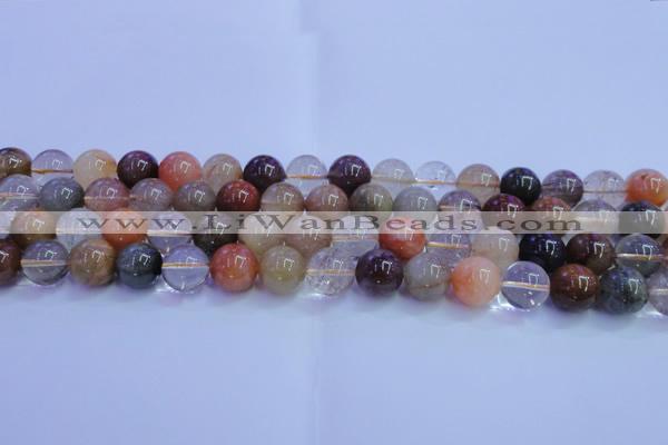 CRU753 15.5 inches 10mm round Multicolor rutilated quartz beads