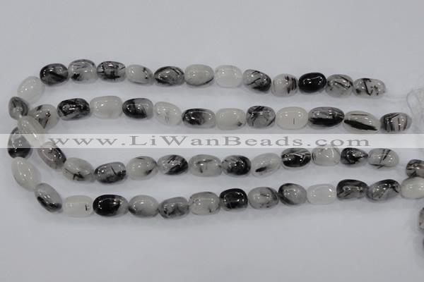 CRU77 15.5 inches 10*14mm nugget black rutilated quartz beads