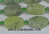 CRU782 15.5 inches 11*18mm oval green rutilated quartz beads