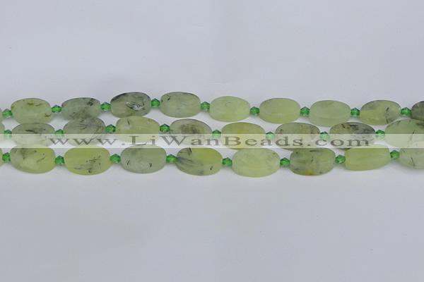 CRU782 15.5 inches 11*18mm oval green rutilated quartz beads