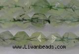 CRU791 15.5 inches 6mm faceted nuggets green rutilated quartz beads