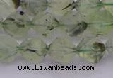 CRU792 15.5 inches 8mm faceted nuggets green rutilated quartz beads